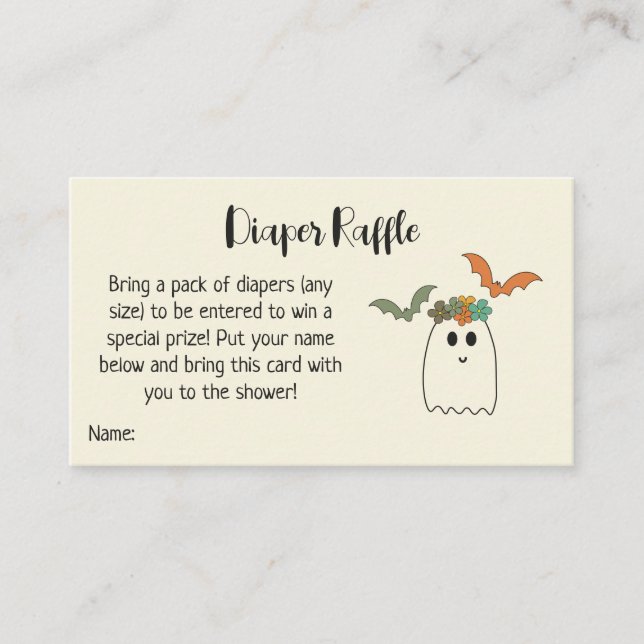 Carte D'accompagnement Retro 70's Halloween Baby shower Diaper Raffle Enc (Devant)