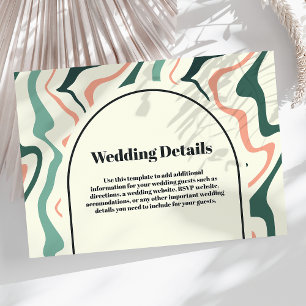 Carte D'accompagnement Retro Arch Mint Vert rose rose Mariage Détails