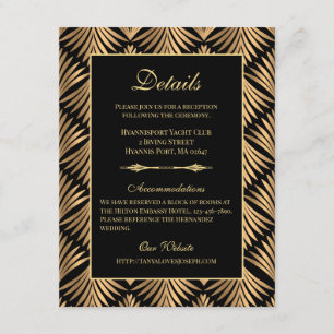 Carte D'accompagnement Retro Art Déco Détails du Mariage Great Gatsby