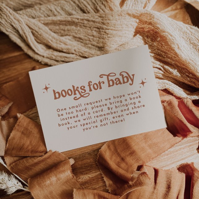 Carte D'accompagnement Rétro Baby shower En Terracotta Livres Pour Bébé (Créateur téléchargé)