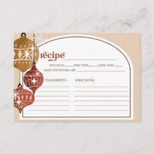 Carte D'accompagnement Retro Bauble Ornament Noël Bridal Recette rouge