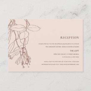 CARTE D'ACCOMPAGNEMENT RÉTRO BLUSH PASTEL LINE DRAWING FLORA RÉCEPTION
