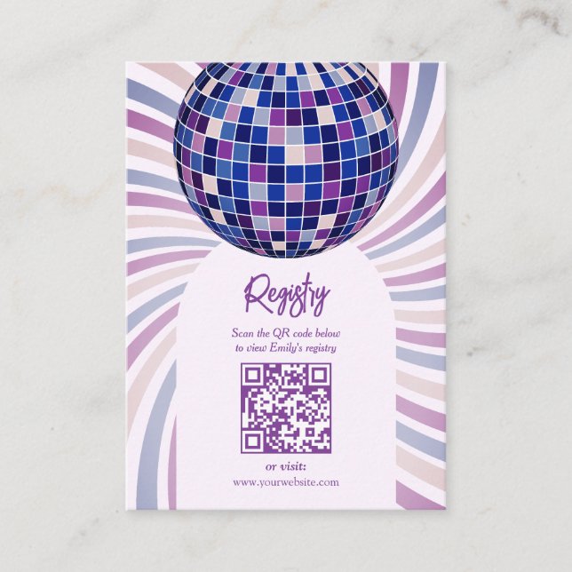 Carte D'accompagnement Retro Groovy Disco Bridal Shower Registry QR code (Devant)