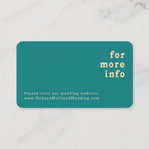 Carte D'accompagnement Rétro moderne Site Mariage Turquoise Arêtes arro