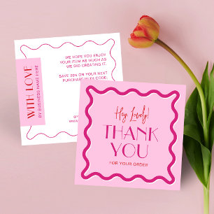 Carte D'accompagnement Retro rose et rouge tendance Merci du logo d'entre