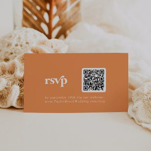 Carte D'accompagnement Retro Summer Orange QR code RSVP