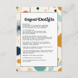 Carte D'accompagnement Retro Vintage Motif Mariage Détails de l'invité