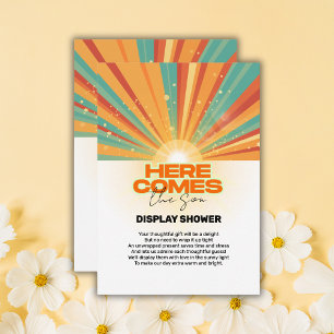 Carte D'accompagnement Retro Voici Le Baby shower Fils