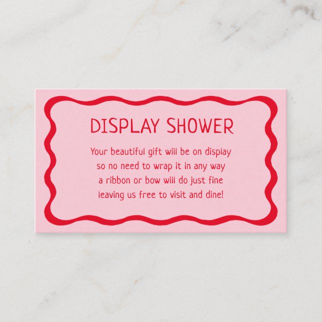 Carte D'accompagnement Retro Wavy Rose et rouge Afficher douche Insertion (Devant)
