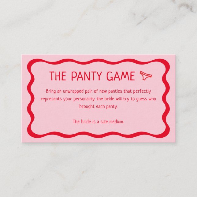 Carte D'accompagnement Retro Wavy Rose et Rouge The Panty Game (Devant)