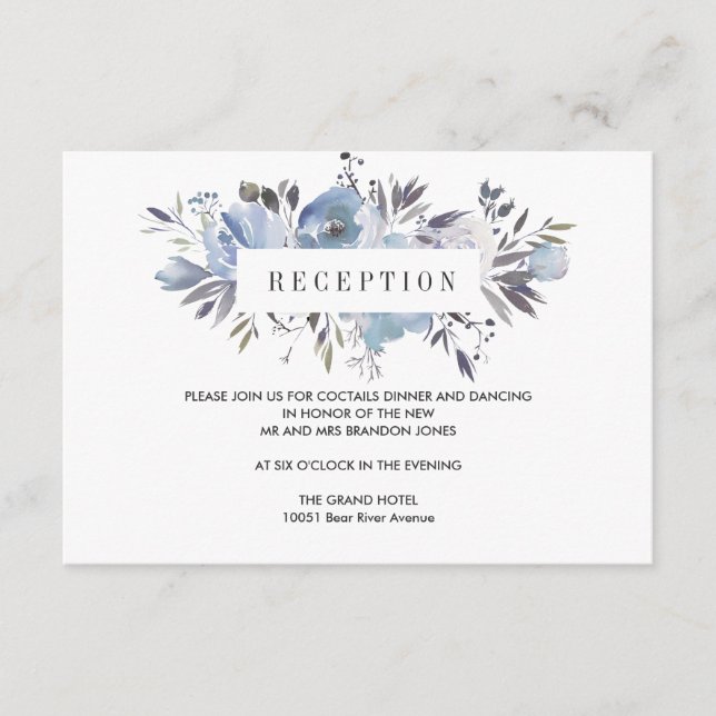 Carte D'accompagnement Rêve Bleu | Enclosure de réception de mariage flor (Devant)