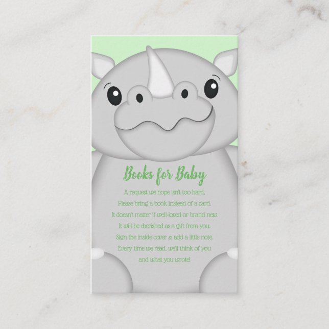 Carte D'accompagnement Rhino Baby shower vert (Devant)