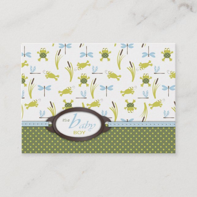 Carte D'accompagnement Ribbit Frog and Dragonfly Baby Shower (Devant)