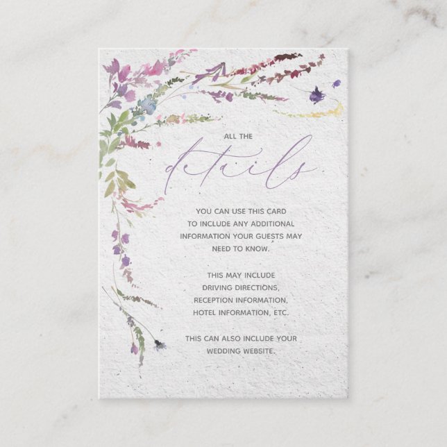 Carte D'accompagnement Rien De Fancy Just Love Floral Détails du Mariage (Devant)