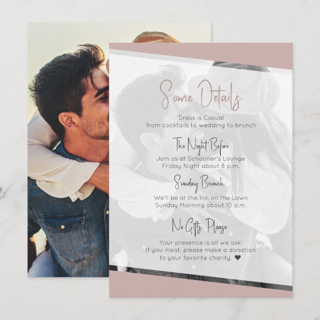 Carte D'accompagnement Rien de fantaisie Décontracté Dusty Mariage (Devant / Derrière)