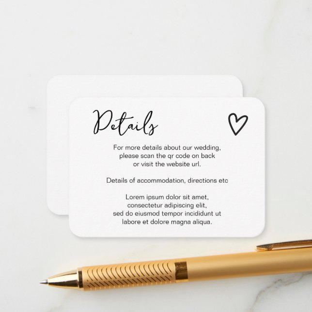 Carte D'accompagnement Rien de fantaisie Juste l'amour Simple QR Code (Devant/Arrière en situation)