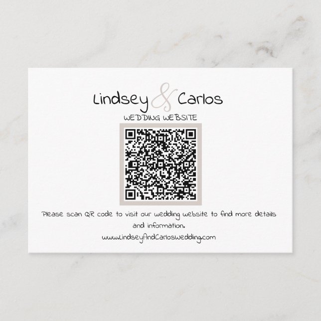 Carte D'accompagnement Robe de mariage moderne Elegant Silhouette Code QR (Devant)