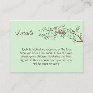 Carte D'accompagnement Robin Oiseaux Nid Oeufs Baby shower de printemps