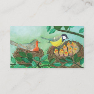 Carte D'accompagnement Robin rouge et nidification d'oiseaux de grand Tit