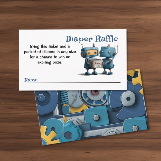 Carte D'accompagnement Robot se prépare pour bébé et livres Diaper Raffle (Créateur téléchargé)