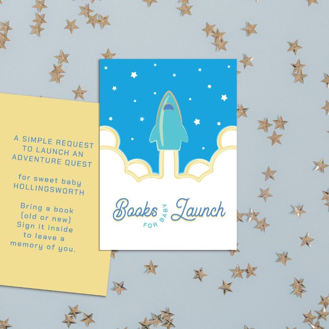 Carte D'accompagnement Rocket Launch Books for Baby Teal & Sky Blue (Créateur téléchargé)