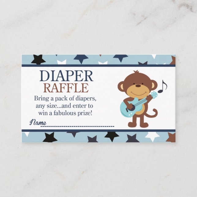 Carte D'accompagnement Rockstar Monkey Baby shower Déchets Raffle (Devant)