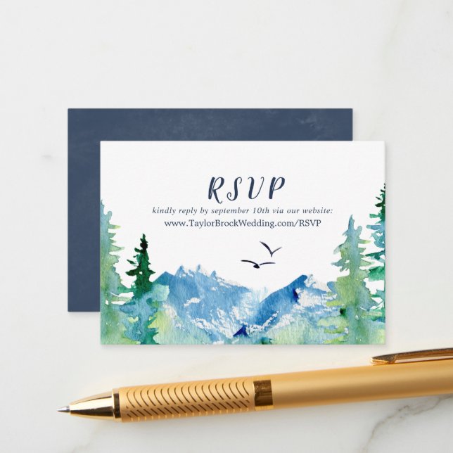 Carte D'accompagnement Rocky Mountain Destination Wedding Website RSVP (Devant/Arrière en situation)