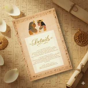 Carte D'accompagnement Roi et Reine Hiéroglyphes Anciens Mariage Égyptien