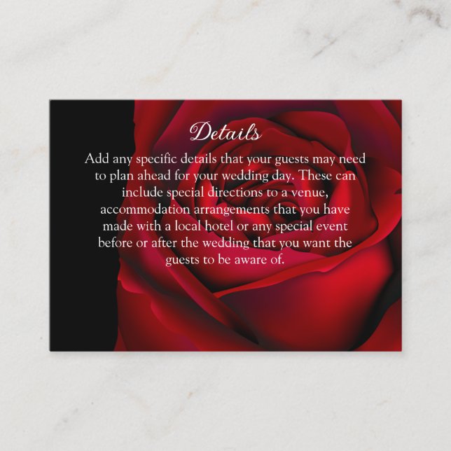 Carte D'accompagnement Romance gothique Gras Rose rouge (Devant)