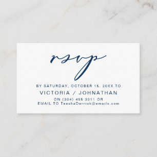 Carte D'accompagnement Romance moderne, bleu de la marine, mariage RSVP