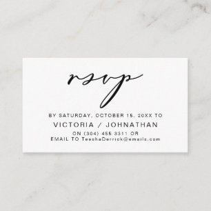 Carte D'accompagnement Romance moderne, Script noir, Mariage RSVP