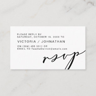 Carte D'accompagnement Romance moderne, Script noir, Mariage RSVP