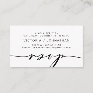 Carte D'accompagnement Romance moderne, Script noir, RSVP de mariage
