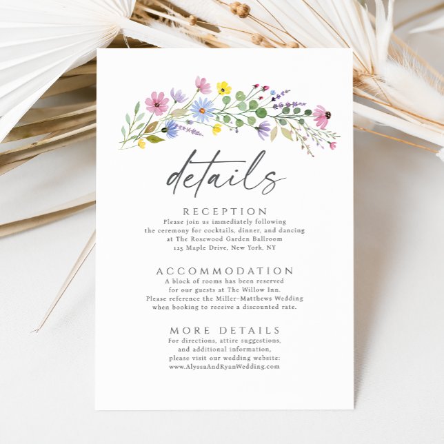 Carte D'accompagnement Romantic Boho Garden Fleur sauvage Détails Mariage (Créateur téléchargé)