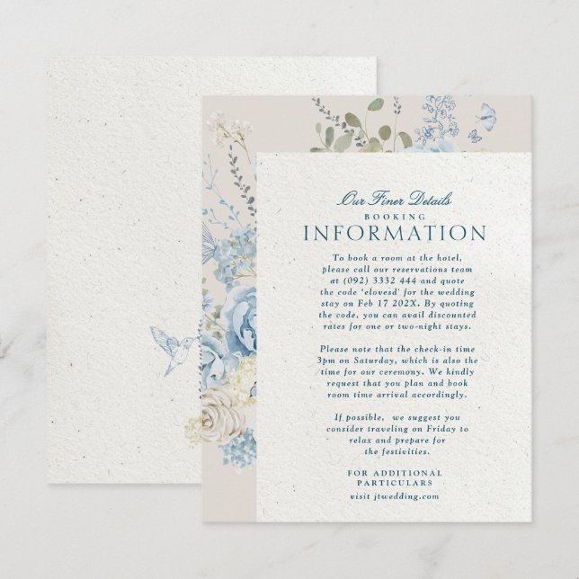 Carte D'accompagnement Romantic Cotswolds Winter Florals Détails Mariage (Devant / Derrière)
