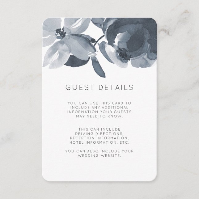 Carte D'accompagnement Romantic Dusty Blue Mariage Détails sur l'invité (Devant)