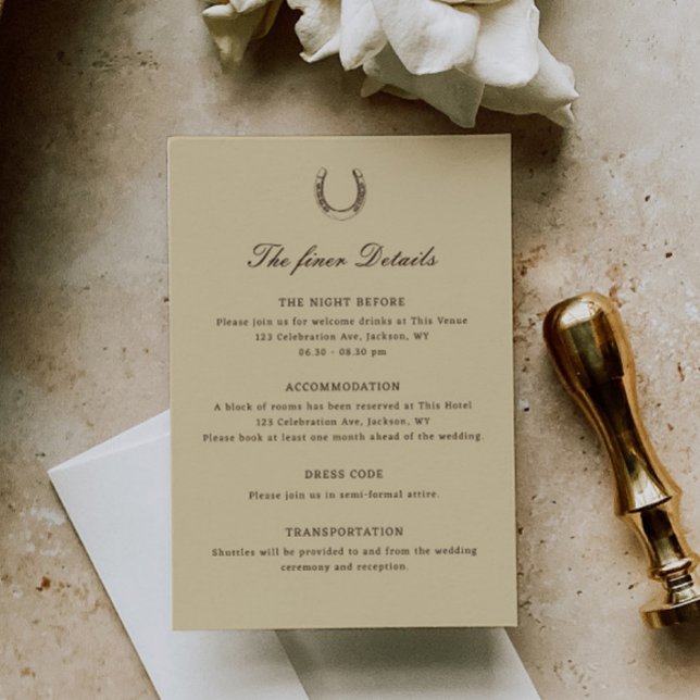 Carte D'accompagnement Romantic Western Ranch Wedding Details (Créateur téléchargé)