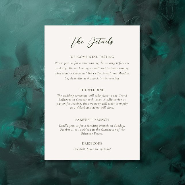 Carte D'accompagnement Romantique Baroque Floral Peinture Mariage Détails (Créateur téléchargé)