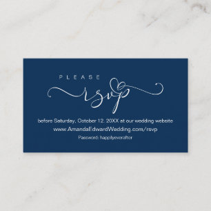 Carte D'accompagnement Romantique, bleu marine, Mariage en ligne RSVP, ra