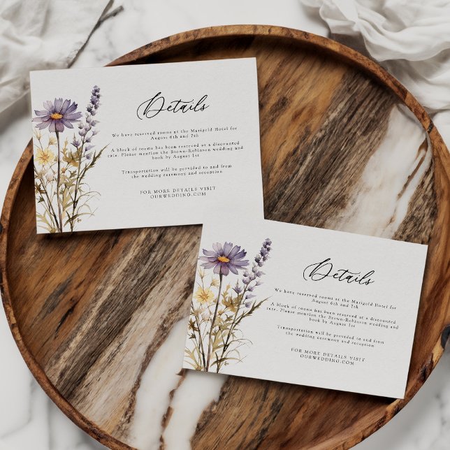 Carte D'accompagnement Romantique Fleur sauvage Bloom Floral Mariage Déta (Créateur téléchargé)