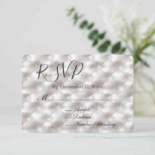 Carte D'accompagnement Romantique Glam Blanc Faux Mariage en cuir RSVP