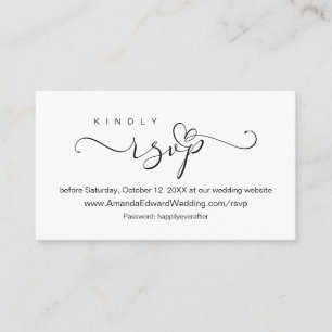 Carte D'accompagnement Romantique, noir, Mariage en ligne RSVP, rappel