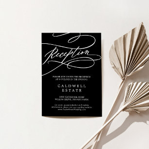Carte D'accompagnement Romantique Noir Noir Calligraphie Mariage Réceptio