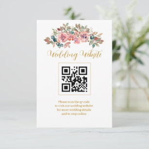 Carte D'accompagnement Rose aquarelle vert émeraude code QR MARY