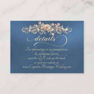 Carte D'accompagnement Rose Arc Border, QR Code - Blue