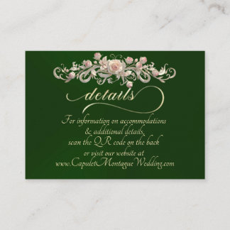 Carte D'accompagnement Rose Arc Border, QR Code - Emerald