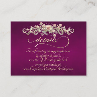 Carte D'accompagnement Rose Arc Border, QR Code - Plum