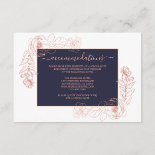Carte D'accompagnement Rose bleu foncé Gold Floral Informations sur le Ma
