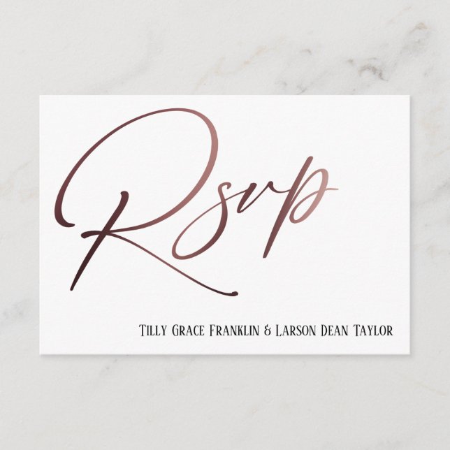 Carte D'accompagnement Rose décontracté Gold écriture manuscrite RSVP dem (Devant)