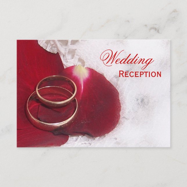 Carte D'accompagnement Rose  des anneaux d'or Mariage (Devant)